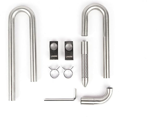 LANDEN 304 Stainless Steel Lily Pipes with Clamps for Rimless Glass Aquarium, Inflow and Outflow Set (Pipe Diameter 12mm)…
