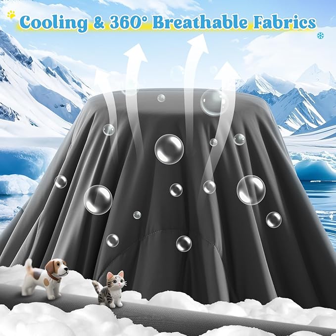 Cooling Blanket for Dogs, Lightweight & Durable Dog Cooling Mat, Q-MAX>0.45 Soft Breathable Pets Comforter for Couch, Bed & Car Essential - Dark Grey 25x40 Inches