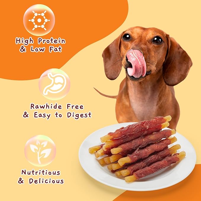 Jungle Calling Duck Wrapped Cod Sticks Dog Treats, Rawhide Free Training Rewards Snacks for Dogs, Natural Chewy Sticks Treats, 10.6oz