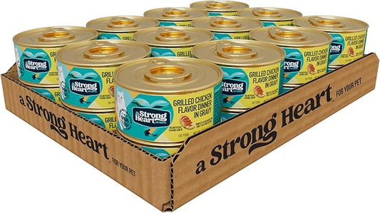 A Strong Heart Canned Wet Cat Food, Grilled Chicken Flavor in Gravy - 3 oz Cans (Pack of 24), Made in The USA with Pieces of Real Grilled Chicken