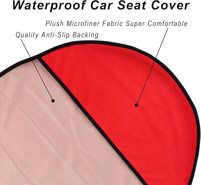Car Seat Cover Protector Front Seats,for Gym Workout,Running,Swimming,Beach and Hiking,Waterproof Sweat Towel Bucket Seat Covers for Cars SUV Trucks (Red, 1Pcs)