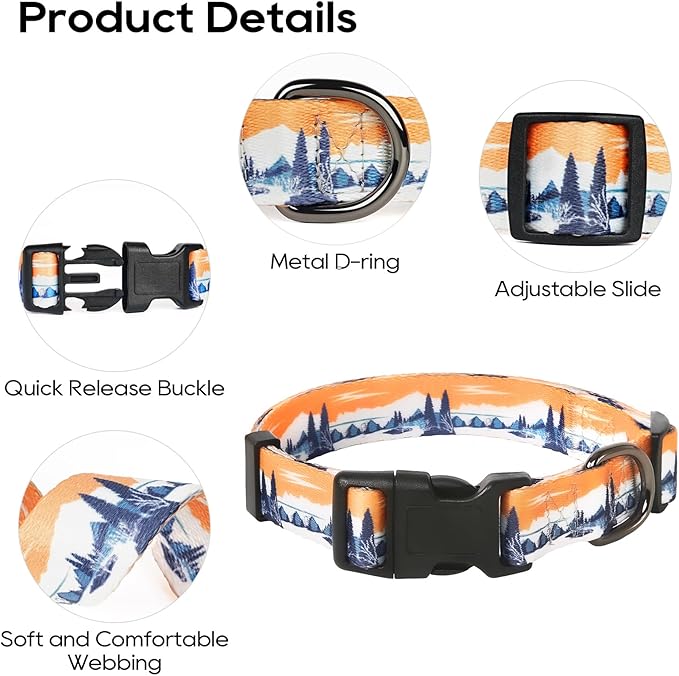 HEELE Dog Collar, Adjustable Soft Dog Collar for Small Medium Large Dogs,Floral Patterned Puppy Collars with Quick Release Buckle XS Length 8.5''-11''