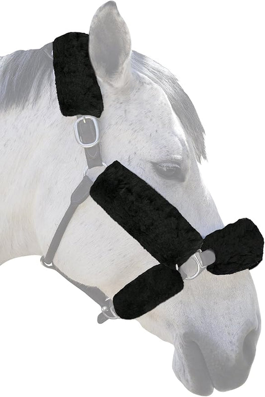ECP Equine Comfort Products Merino Sheepskin Halter Fleece Set for Horses, 100% Natural Wool, Chafe Protection, Breathable Relief & Cushioned Comfort, Machine Washable, 6-Piece Set