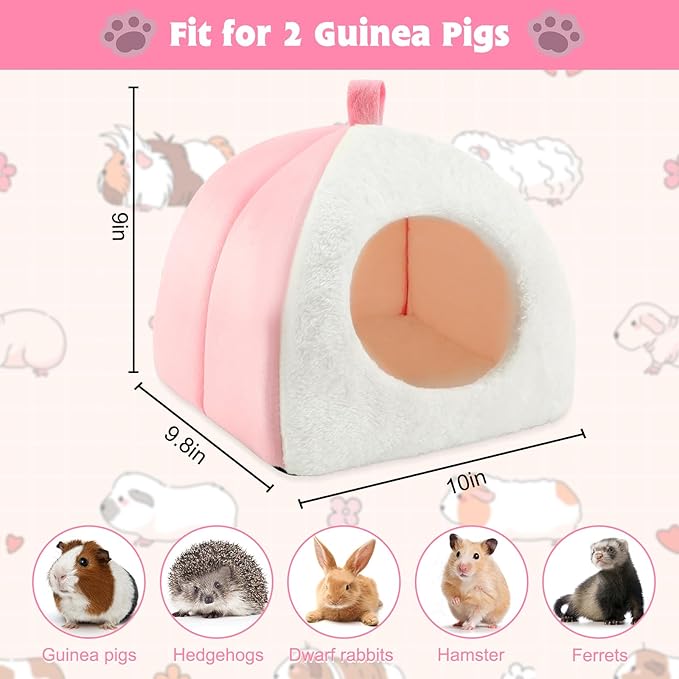 BWOGUE Guinea Pig House Bed Cozy Hamster Cave Large Hideout for Dwarf Rabbits Hedgehog Bearded Dragon Winter Nest Hamster Cage Accessories