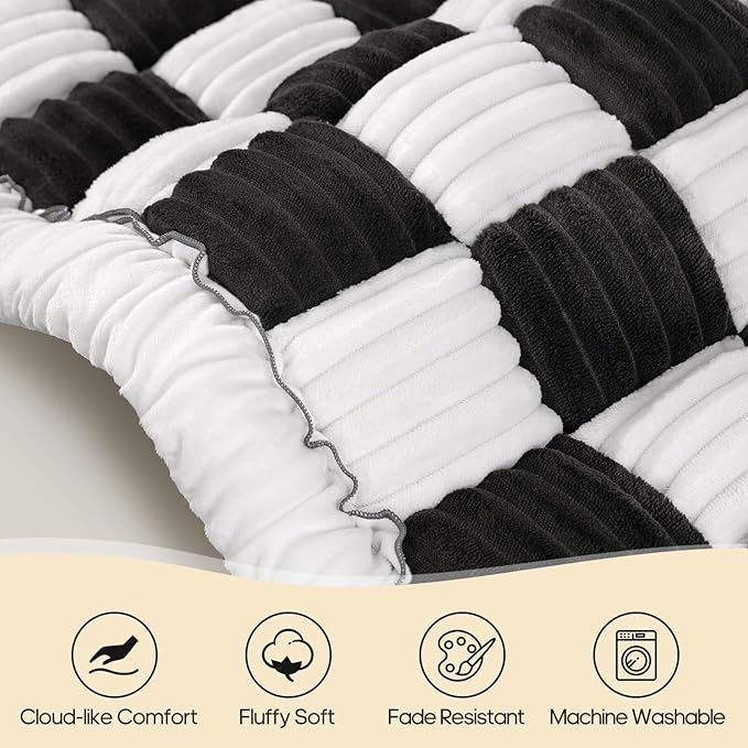 Backseat Pet Bed Mat, Non-Slip Plaid Dog Bed for Car Back Seat, Flannel Backseat Dog Bed, Fit for Backseat Extenders and Trucks SUVs (Black&White, 24.8x54 inch)