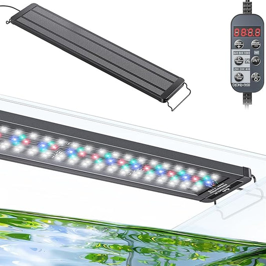 Pawfly 26 W Aquarium LED Light for 24" to 30" Tanks 24/7 Extendable Fish Tank Lights with Full Spectrum IP68 Waterproof Lights with D/N Mode Single Color Effects Timer and Adjustable Brightness