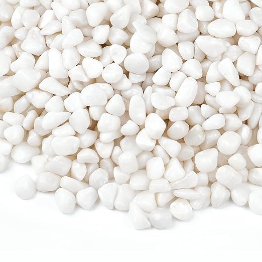 5 lbs Small White Rocks for Planters, 3/8" White Pebbles for Vases, Decorative Small Stones for Plants, Succulents, Bamboo, Terrarium, Landscape, Garden