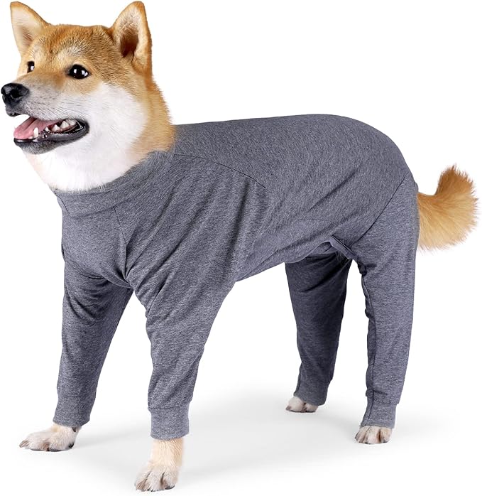 Dog Recovery Suit, Abdominal Wound After Surgery Wear, Prevent Licking Wounds, E-Collar & Cone Alternatives, Long Sleeve Postoperative Shirts Dog Bodysuit Prevent Shedding(3XL, Grey)