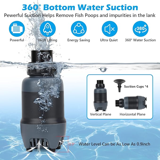 hygger 24V DC Aquarium Water Pump, 660GPH 30W 9.8FT Submersible Pump With Controller, Water Fountain Pump with 3 Nozzles for Fish Tank, Pond, Aquarium, Statuary, Hydroponics