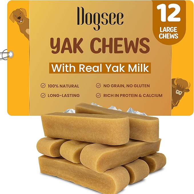 Dogsee Original Yak Cheese Himalayan Dog Chews 3lb (Large - 12 Bars) | 100% All Natural | Dog Treats Large Breed | Dog Chews Long Lasting for Aggressive Chewers | High Protein Dental Sticks
