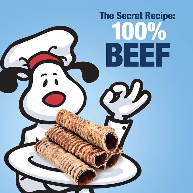 ValueBull Beef Trachea, Premium 5-6 Inch, 200 Count Bulk Pack - Natural Angus Dog Chews with Glucosamine, Chondroitin & Amino Acids