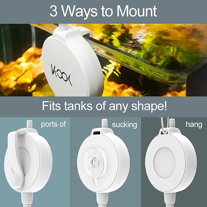 Mini Air Pump for Aquarium, Quiet Air Bubbler with Air Stone Air Tubing Clip, Oxygen Aerator for 1-15 Gallon Fish Tank, 1.3 Watt, 450 ML/min