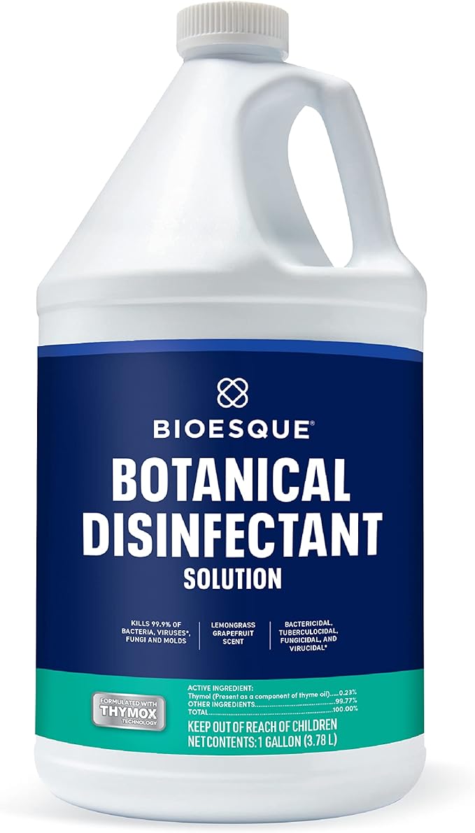 Bioesque Botanical Disinfectant Solution, Heavy Duty Broad-Spectrum Disinfectant, Kills 99.9% of Bacteria, Viruses*, Fungi, & Molds, 1 Gallon (Pack of 4)