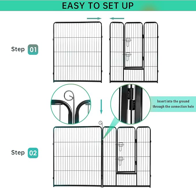BestPet Dog Playpen Indoor 40 inch 16 Panels Metal Dog Pen Pet Dog Fence Outdoor Exercise Pen with Doors,Pet Puppy Playpen for RV Camping Yard, Black