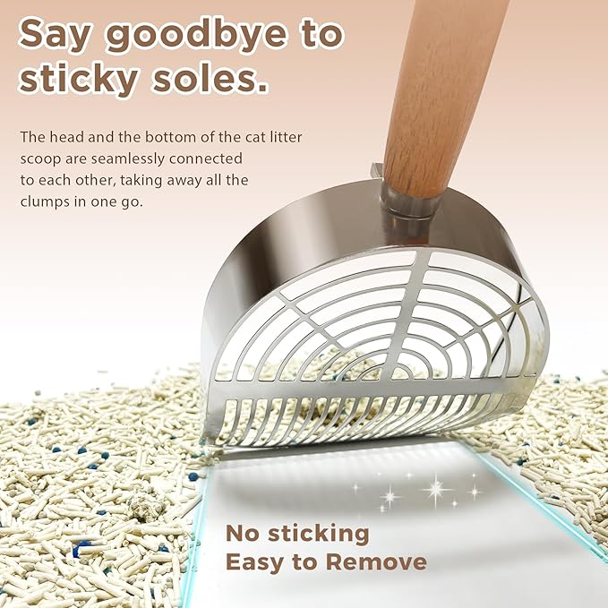 Cat Litter Scoop, Litter Scooper, Metal Cat Litter Scoop, Stainless Steel Cat Litter Scoop, Kitten Pooper Lifter, Kitty Metal Scooper with Holder for Cat Litter Box Strip Holes Easy Cleaning