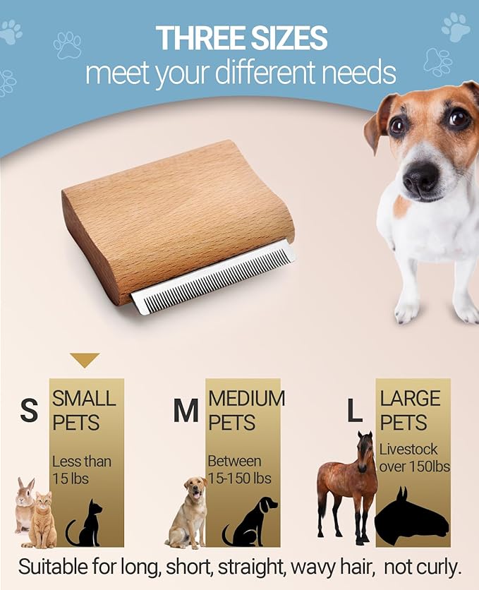 Dog Brush for Shedding | Pet Hair Removal Tool, Cat Grooming Supplies, Deshedding Dog Brush | Combs for cleaning and grooming short and long hair (S (3 Inch))