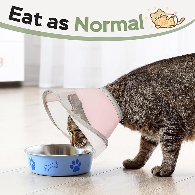 Cat Cone Collar Soft: Comfortable Waterproof Mesh Recovery Cone After Surgery to Stop Licking and Scratch, Alternative to Plastic Elizabeth Head/Neck Cone(Pink, M)