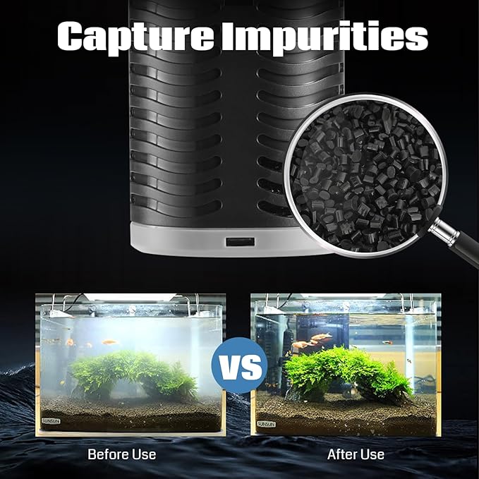 SainSmart XpertMatic 45W Aquarium Filter, Submersible Fish Tank Filter Water Pump for Up to 220 Gallon Fish Tank, 3 Stages 792 GPH Biochemical Sponge Filter, for Aquarium Filtration/Oxygenation