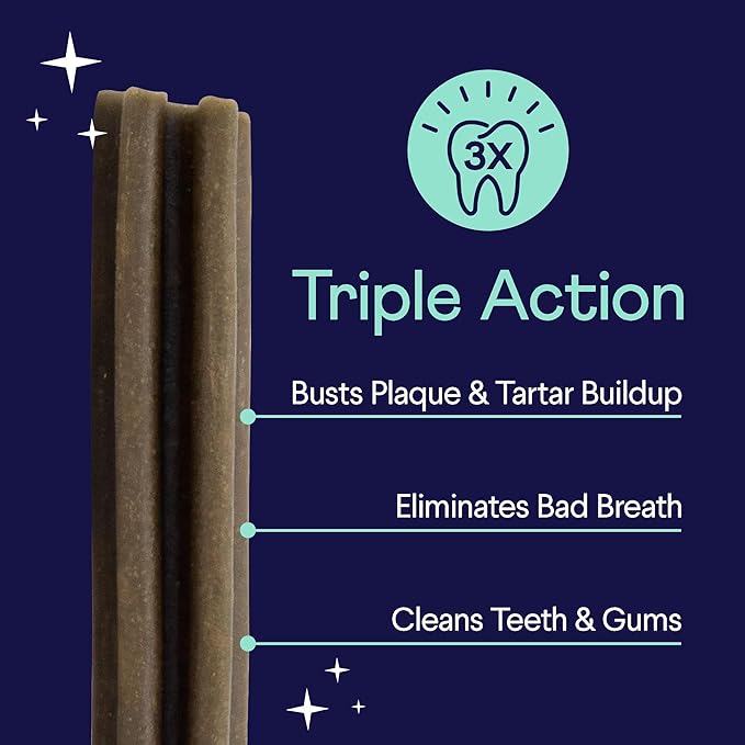 Finn Plaque Patrol Dental Chews | Triple-Action Defense Against Plaque, Tartar, and Bad Breath | for Medium/Large Dogs, 25+ lbs