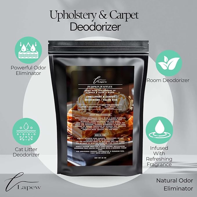 Carpet Freshener Powder Refill 36 oz | Powerful Odor Eliminator for Home | Upholstery Deodorizer | Carpet Deodorizer | Pet Urine | Cat Litter Box | (36 Oz, Pumpkin Waffles)