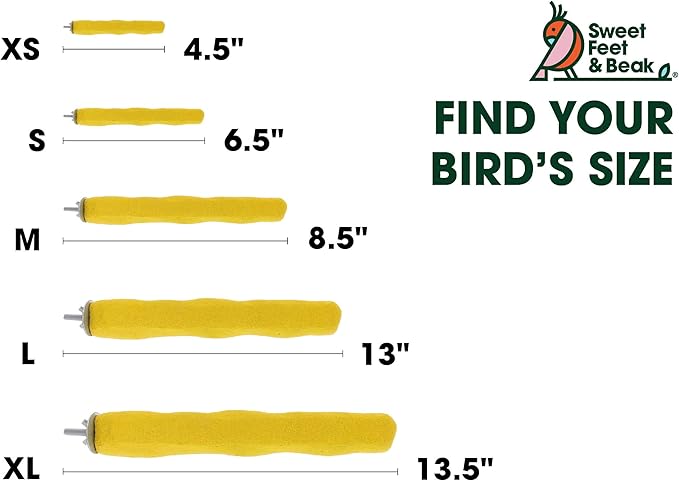 Comfort Grip Safety Perch for Bird Cages - Pedicure Perch for Birds to Keep Nails and Beaks in Top Condition - Safe Easy to Install Bird Cage Accessories - XL 13.5"