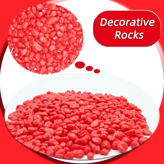 Red Pebbles for Crafts, 0.9 Pound Natural Polished Aquarium Gravel, Decorative Pebbles for Indoor Plants, Turtle Tank, Vase, Succulents Cactus, Garden Landscaping