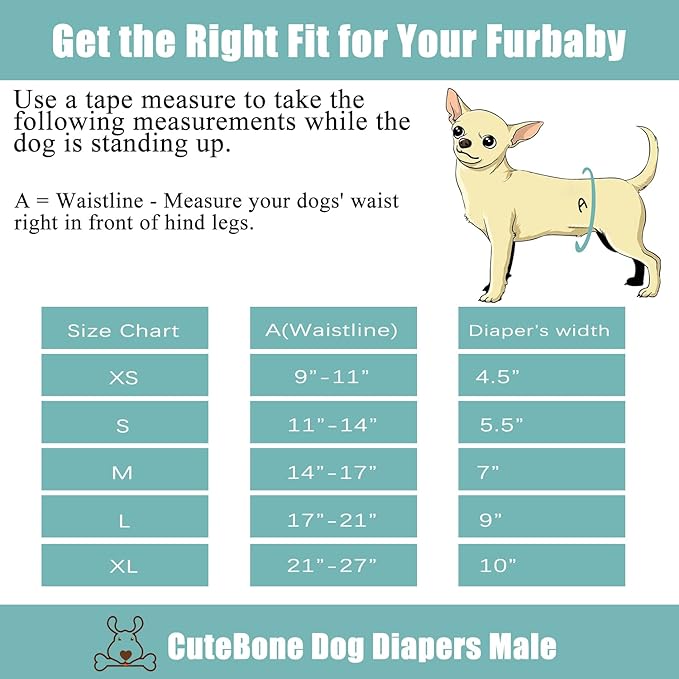 CuteBone Dog Diapers Male Washable Belly Band for Male Dogs Wraps 3pcs a Pack DM41L