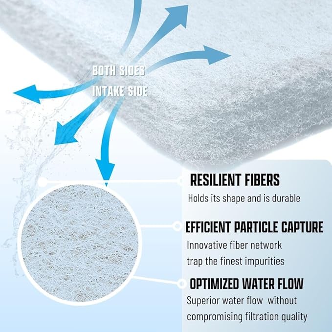 Premium Aquarium Filter Media Pad - Cut-to-Fit Roll, Fresh and Saltwater Safe, Blue & Dye-Free Options, Made in USA (Dye Free, 12"x120" (10 ft) x 0.75")