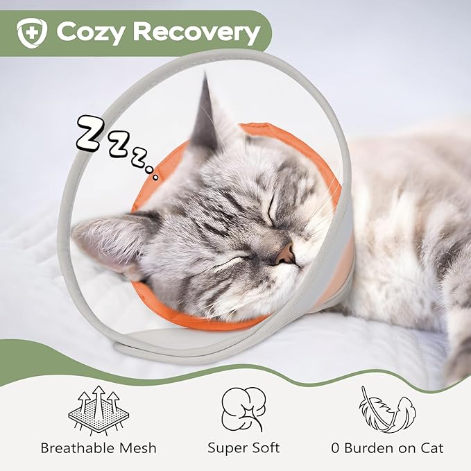 Cat Cone Collar Soft: Comfortable Waterproof Mesh Recovery Cone After Surgery to Stop Licking and Scratch, Alternative to Plastic Elizabeth Head/Neck Cone for Large Cats and Small Dogs