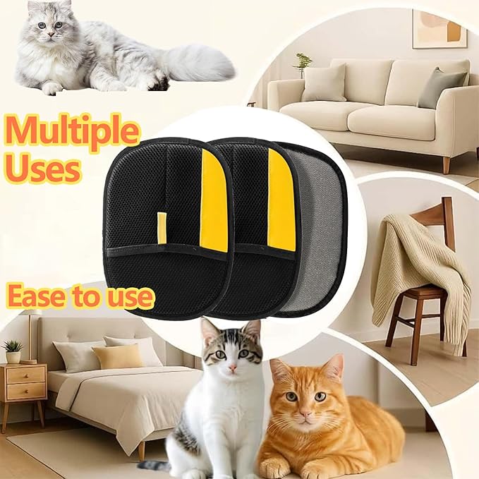 3pcs Pet Hair Removal Glove,Pet Hair Remover Glove for Cats & Dogs,Upgraded Animal Fur Removal Tool, Reusable Cats & Dogs Grooming Gloves for Hair Removal