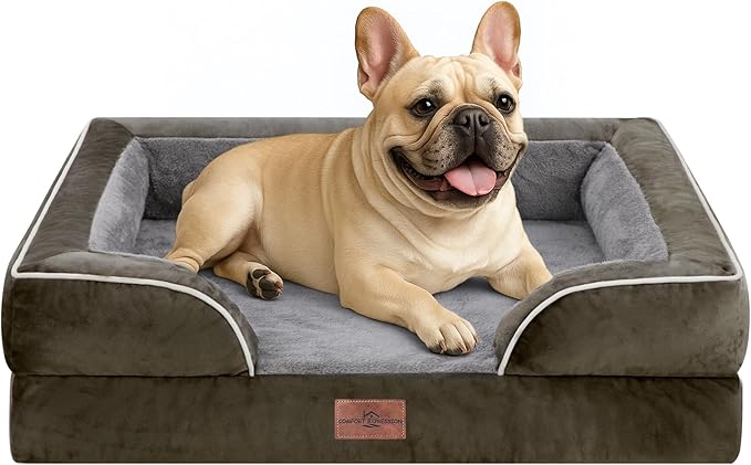 Comfort Expression Small Dog Beds Waterproof Orthopedic Foam Dog Sofa Beds for Medium Dogs Comfy Pet Bed with Washable Removable Cover & Non-Slip Bottom(Small,Dark Green)