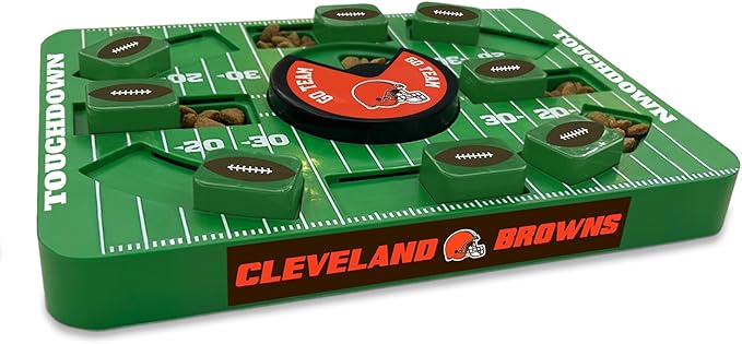 Pets First NFL Cleveland Browns Large Puzzle Toy, New Size, Interactive Dog Treat & Slow Feeding Toy