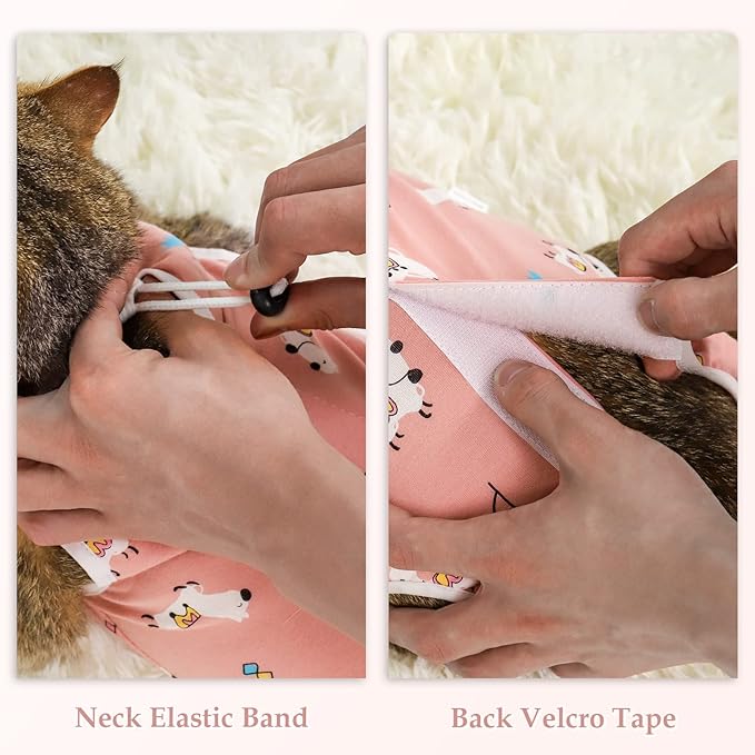 ANWA 2 Pack Cat Recovery Suit - Breathable Cat Onesie for Cats After Surgery Female, Kitten Surgery Recovery Suit Female Abdominal Wounds