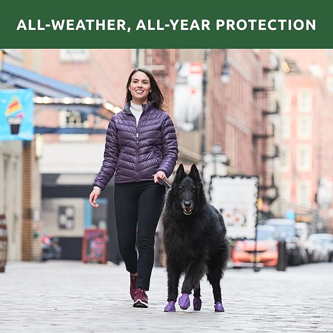 Protex PawZ Rubber Dog Boots for Paws 4" and Up, 24 Total (2 Packs of 12) - All-Weather, Anti-Slip, Waterproof Dog Socks - X-Large, Green