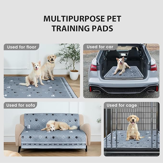Gardner Pet Washable Dog Pee Pads, 36'' x 36'' Non Slip Dog Mats with Great Urine Absorption, Reusable Puppy Pee Pads for Potty Training, 2 Pack