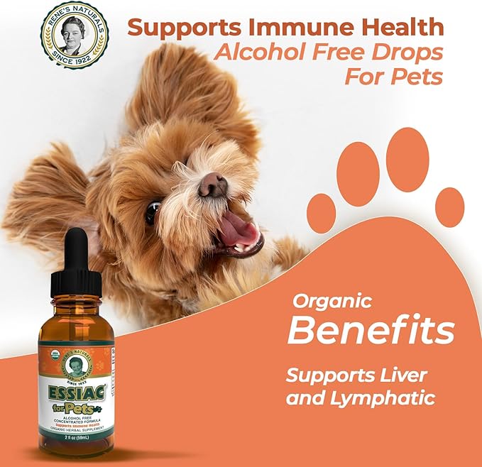 Essiac for Pets | USDA Organic | Daily Drops for Immune Support and Longevity | Pre-Measured Dropper | Alcohol Free Concentrated Formula | 2oz (59ml)