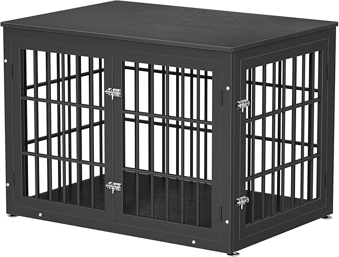 42 Inch Heavy Duty Dog Crate Furniture for Large and Medium Dogs, Decorative Pet House End Table, Wooden Cage Kennel Furniture Indoor, Black