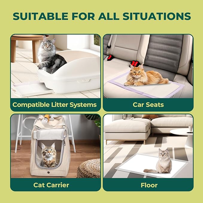 Cat Pads Refills for Tidy Cats Breeze Litter System - Super Absorbent 6-Layer Pads for Odor Control Unscented - 16.9" x 11.4" - Pack of 40 Litter Box Replacement Pads