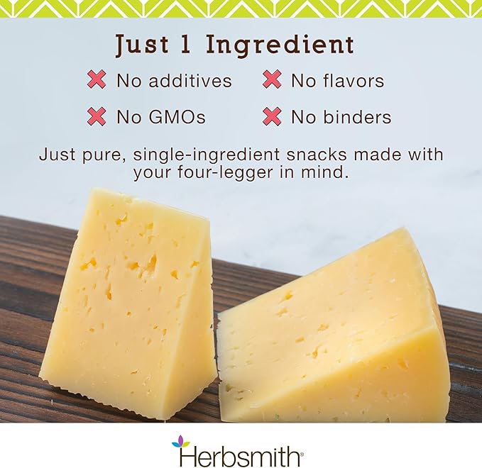 Herbsmith Smiling Dog Kibble Seasoning – Freeze Dried Cheese Food Topper - Gruyere – All Natural, Human-Grade Topper for Dogs - 6 oz