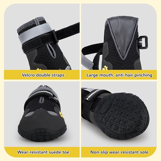 Dog Shoes for Large Medium Small Dog, Mesh Breathable Dog Shoes for Hot Pavement, Anti-Slip Dogs Boots Paw Protectors with Reflective for Outdoor Walking Indoor Hardfloors (Size 5)