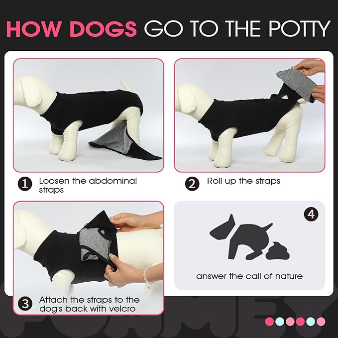 FUAMEY Dog Recovery Suit Male,Dogs Surgery Neuter Suits Puppy Spay Shirts for Female Protect Dog's Skin Anti Licking Abdominal Wounds Doggie Onesie Pet Bodysuit Alternative to Cone Black XXL