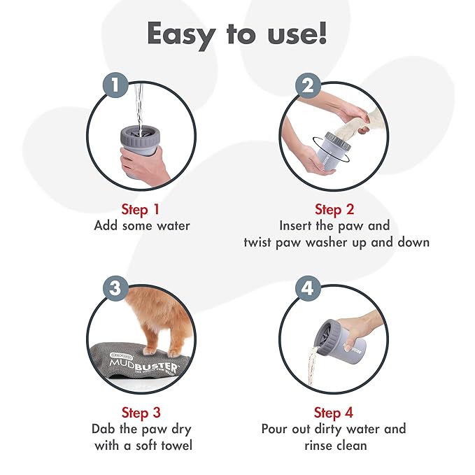 Dexas MudBuster Portable Dog Paw Cleaner, Premium Quality Small Light Gray Pet Accessory