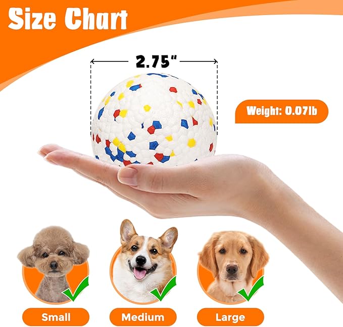 Dog Balls for Aggressive Chewers, Indestructible Bouncy Floating Balls for Training Dog Catch and Fetch, Sturdy Solid Tennis Ball Toys for Large Medium Small Dogs - 2.75in - White - 2pcs