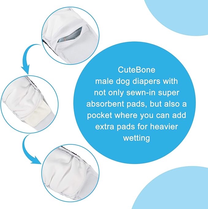 CuteBone Christmas Doggie Diapers for Male Dogs Large Dog Diapers Male DM34L