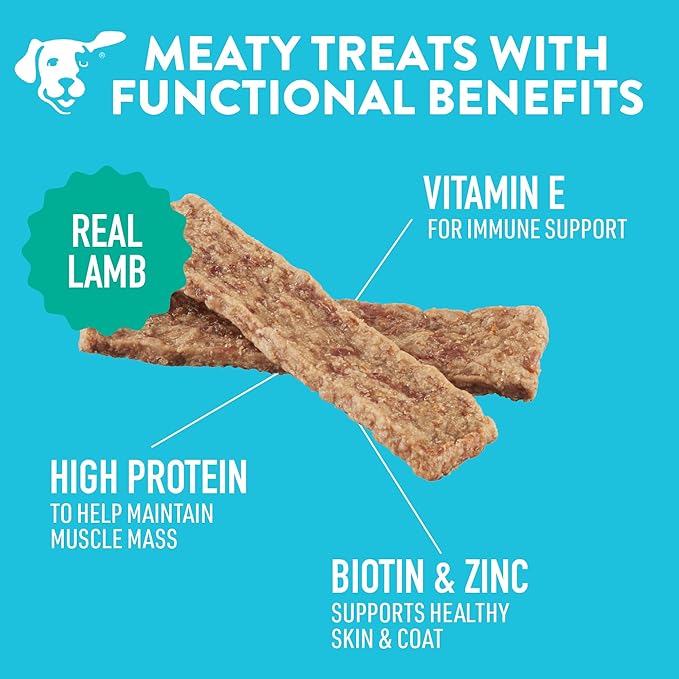 Dogswell Skin & Coat Jerky Dog Treats, Lamb, 10 oz. Bag