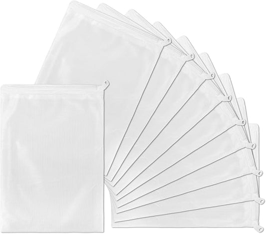 Media Bags for Aquarium - Extra Fine Mesh Bag - 10 PCS Fine Mesh Reusable Nylon Net Filter Bags with Plastic Zipper for Extra Fine Resins Filter, 7.9 x 5.5 Inch