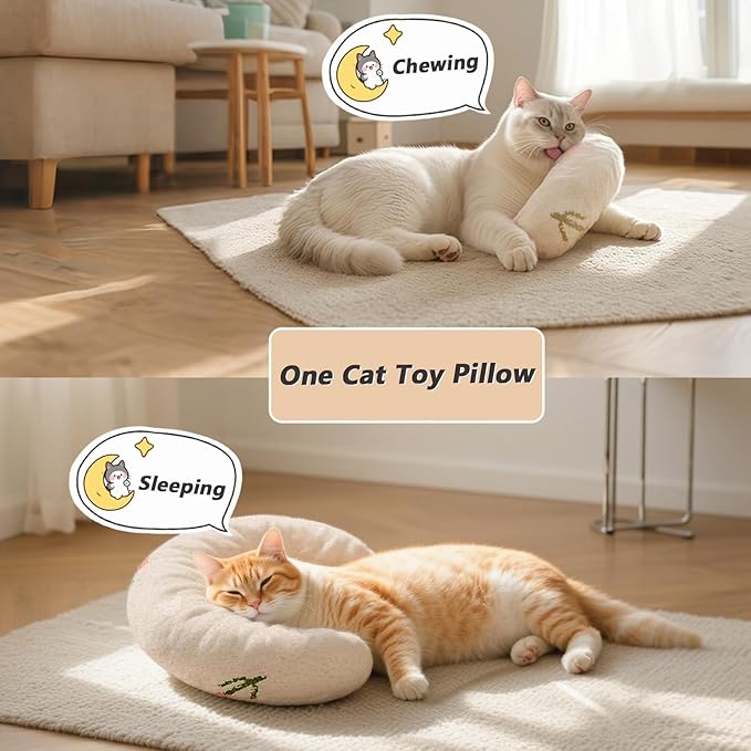Cat Couch with Soft Pillow, Supportive Dog Couch, Cat Sofa with Removable Cover，Cute Moon Shaped, 24 Inch