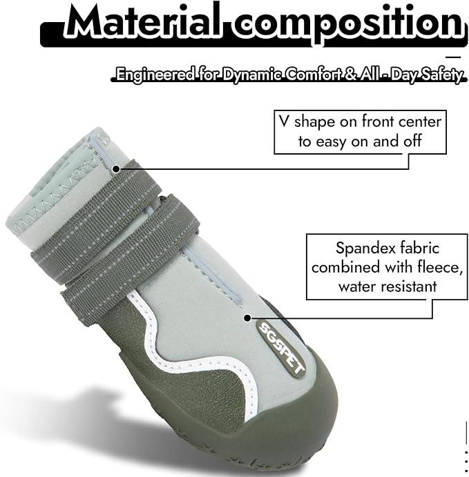 Dog Shoes, Waterproof Dog Boots & Paw Protectors with Anti-Slip Sole, 4pcs/Set Pet Dog Booties, Reflective Dog Shoes for Small Medium Large, Winter Snowy Summer Hot Pavement (Green, 8# (2XL))