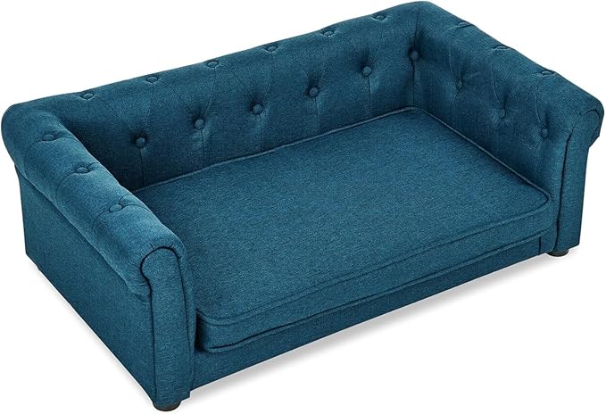 Dog Sofa Couch for Medium to Large Dogs, 31" Memory Foam Dog Couch with Washable Fabric, Removable Cushion, Sofa Bed for Medium and Large Dogs, Blue