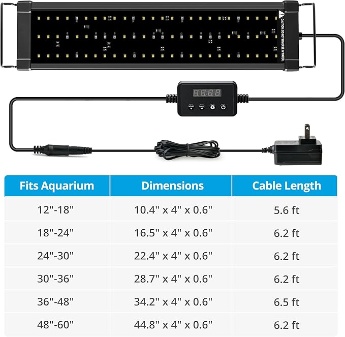 NICREW ClassicLED Plus LED Aquarium Light with Timer, Planted Fish Tank Light 18 Watts for 24-30 Inch, Daylight and Moonlight Cycle